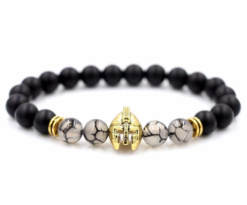 Pulsera De Hombre Mujer Gladiador Dorada Cristal