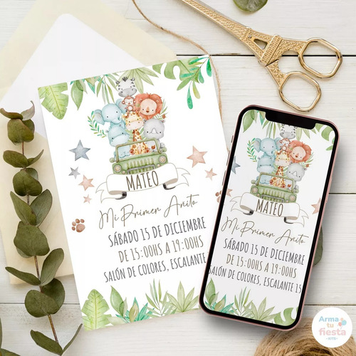 Kit Imprimible Animales Selva Safari Bebe Acuarela+obsequios