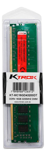 Memória 16gb Ddr4 3200mhz Ktrok - Kt-mc16gd43200dt