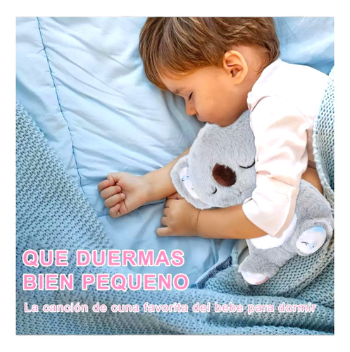 Peluche De Apego Luz Sonido Respira Con Movimiento Para Bebé Gris