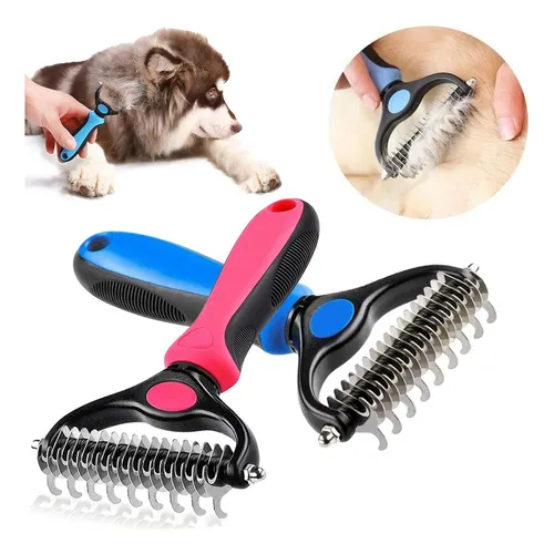 comprar Escova Desembolado Rake Subpelos Pet 26 Dent Caes Cachorro Cor Rosa E Preto - G