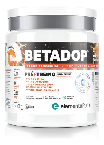 Suplemento em Pó Betadop Elemento Puro Pré-treino Sem Cafeína Pot...