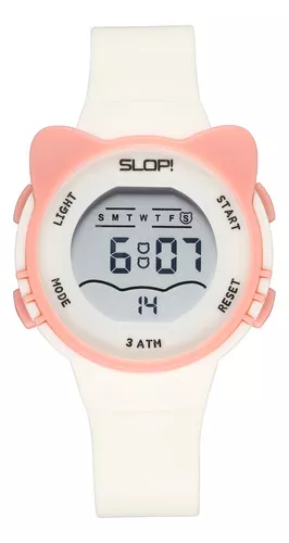 Reloj Infantil Slop Para Niña Sw2206l2 Rosa Color de la correa Blanco