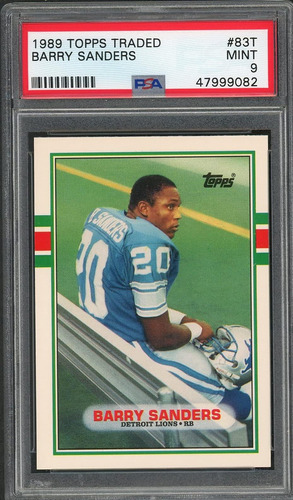 Barry Sanders 1989 Topps Traded Football Rookie Card Rc 83t 