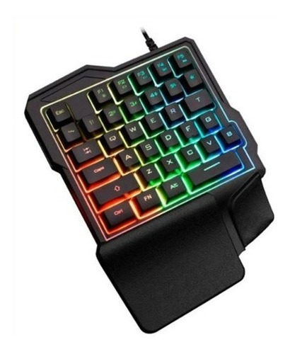 Teclado Gamer Usb Una Mano Retroiluminado 8 Colores