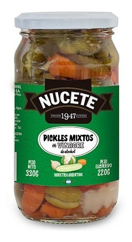 Imagen 1 de 2 de Pickles En Vinagre Frasco Nucete 330 Gr X 3 Unid