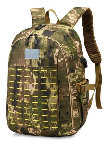 Mochila Masculina Camuflada Militar Resistente Saída Usb 32l Cor Verde