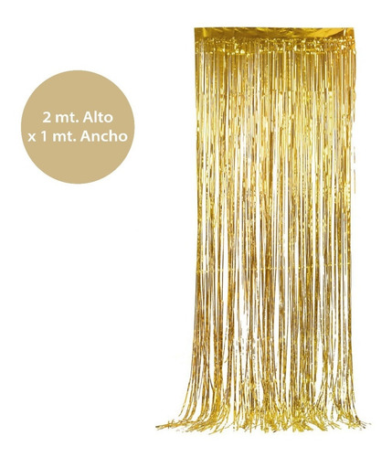 Cortina Metalizada Cotillon Dorada 1 X 2 M - Lollipop