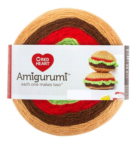 Bordado Amigurumi Red Heart Coleccionables Hamburger