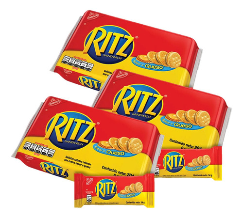  Ritz Ritz Galletas Saladitas Tostaditas Original 3 paqX6 Uds 134 grs  queso sin gluten pack x 3 u