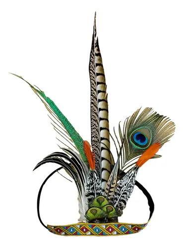 Tocado Indio De Plumas Para Disfraces | Inspiración Nativa Con Diadema Ajustable | Accesorio De Halloween Y Cosplay Para Adultos Y Niños