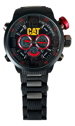 Reloj P Caballero Cat Casual Análogo/digital Estuche Gratis Negro Rojo