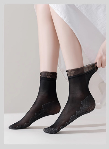Calcetines, Medias, Portátiles, Decoración De Encaje Ultrafi