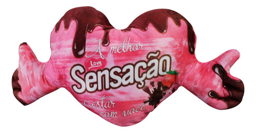 Almofada Pelúcia Coração Chocolate Sensação Rosa