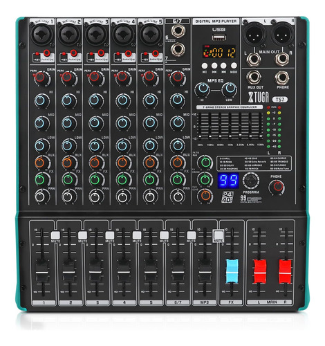 Ts7 - Mezclador De Audio Profesional De 7 Canales Con 99 Efe