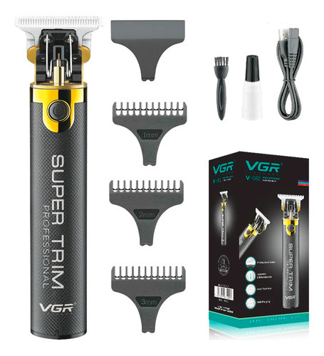 Máquina de corte de cabelo com aparador recarregável profissional Vgr V082 cor preta