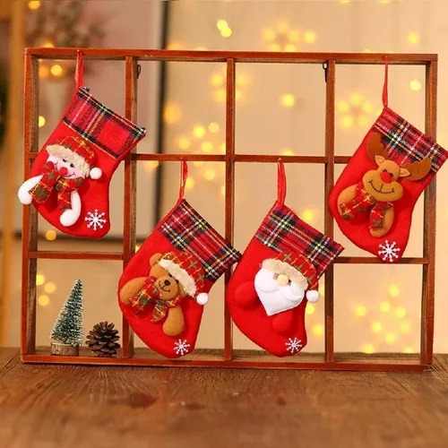 4 Calcetín Navidad Adorno Colgante Árbol Navidad Decorativo