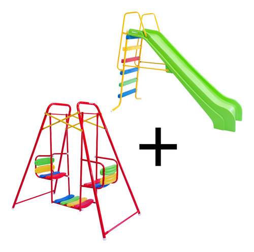 Tobogán Y Hamaca Combo Brava Kids Para Diversión Asegurada Azul