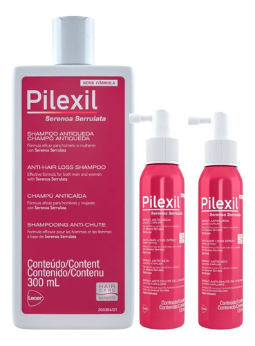 Kit Pilexil Shampoo Antiqueda + 2 Spray Loção Capilar 120ml