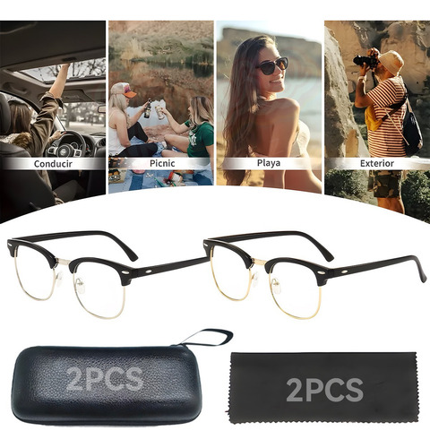 De 2pz Lentes Fotocromática Gafa Con Filtro De Luz Azul