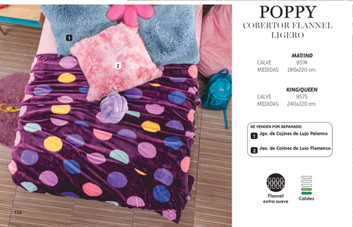 Cobertor Flannel Ligero Poppy Mat/ind Intima Hogar