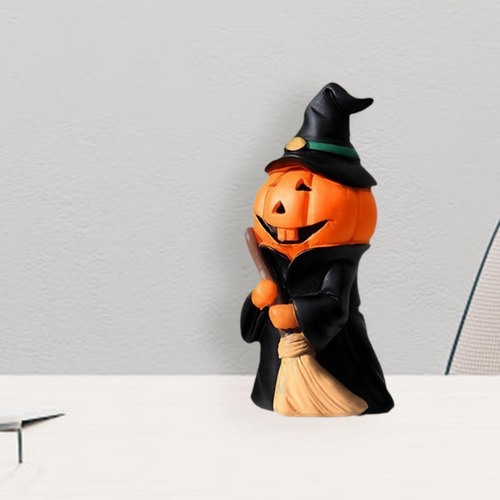 Figura De Calabaza En Miniatura Escoba Del Hombre Calabaza