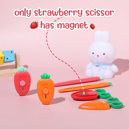 6 Pieces Mini Retractable Utility Knife Cute Scissors Carrot