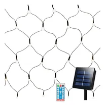 Comprar Cortina Red Luces Navideñas Recargable Con Energia Solar Luces Blanca