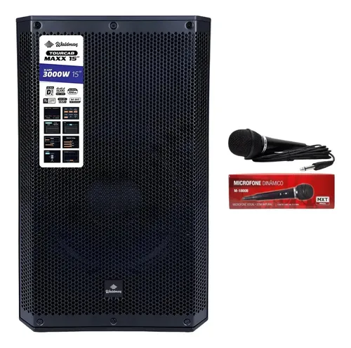 Caixa Ativa Waldman Tourcab Maxx 15 Bluetooth 750W RMS + microfone
