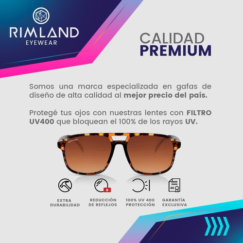 Imagen 3 de 6 de Gafas De Sol Lentes De Sol Rimland Filadelfia Marrón
