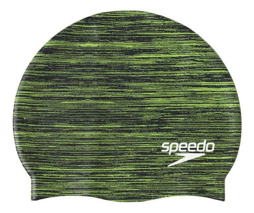 Speedo Gorra Para Natación Mod 7751026 Color Verde/negro Diseño De La Tela Jaspeado Talla Unitalla