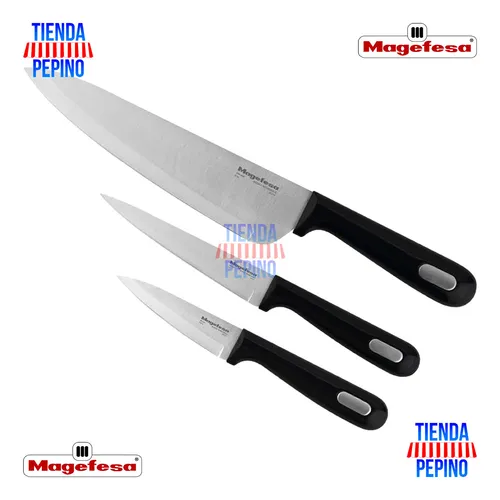 Set X3 Cuchillos Magefesa Acero Inox Mestre Tienda Pepino