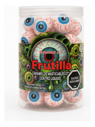 Caramelos Masticables Con Centro Liquido Frutilla X30