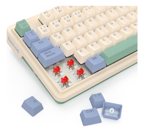 Teclado Gamer Redragon Ucal Pro K673cpg Rgb Pastel Triple Conectividad Español