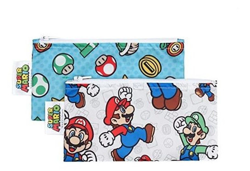 Bumkins Nintendo Super Mario Snack-bolsas, Reutilizables, La