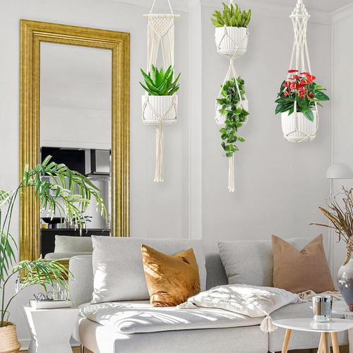 Colgadores De Macrame Para Plantas, Paquete De 6 Macetas ...