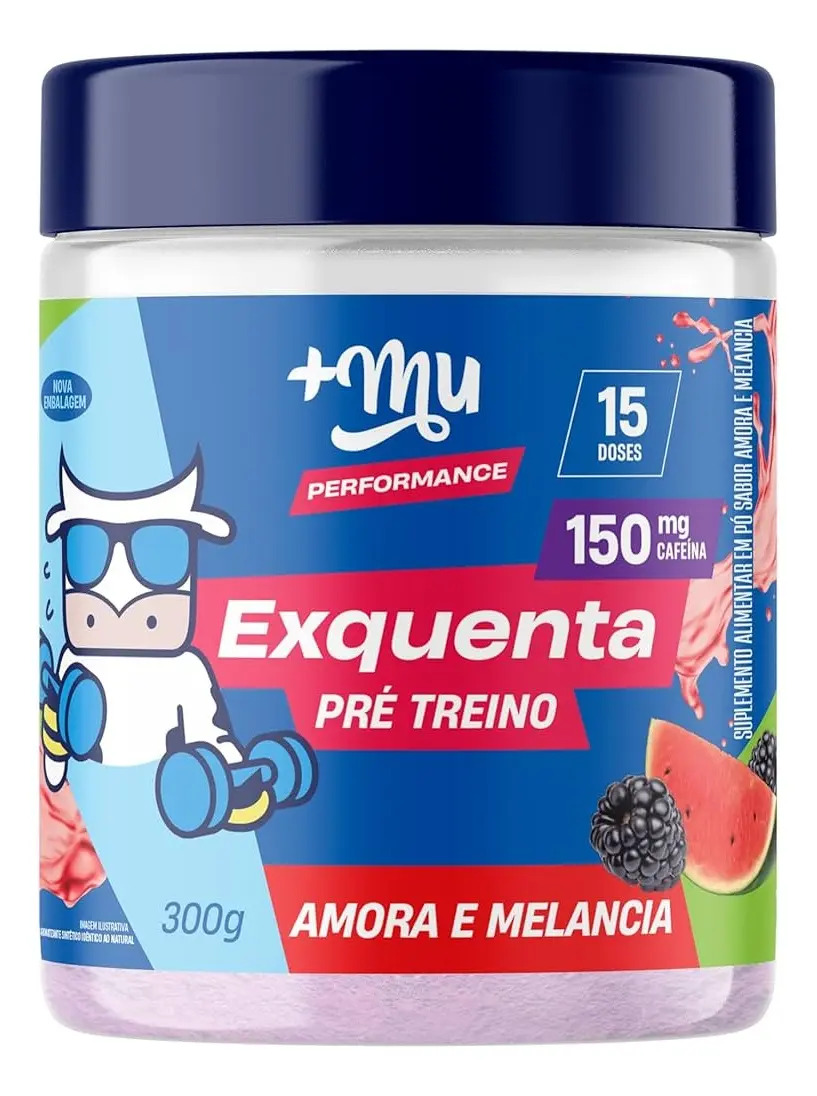 Pré-Treino +Mu Exquenta Sabor Amora e Melancia 300g Palatinose e Cafeína