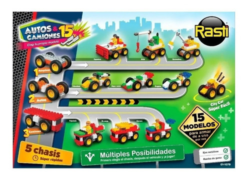 Rasti Autos Y Camiones 15 - 100 Piezas - Bloques Para Armar