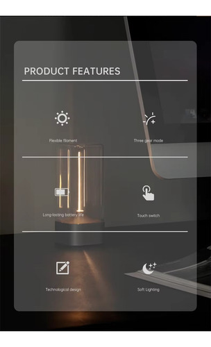 Lámpara Led Portátil Recargable Usb Magnética Touch Negro