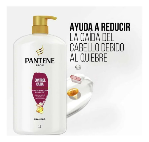 Shampoo Pantene Pro-v Control Caída 1 L - 4 Pzas