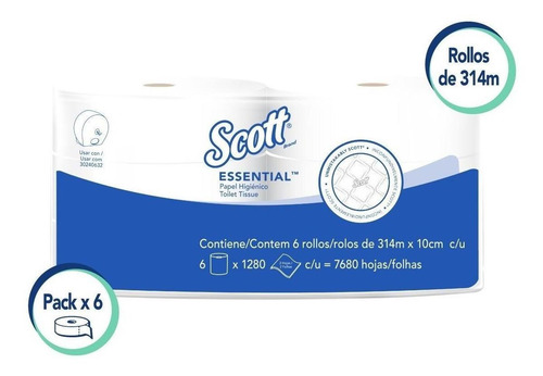 Imagen 3 de 6 de Combo Disp. Flujo Central + 6 Rollos De Papel Higiénico 314m