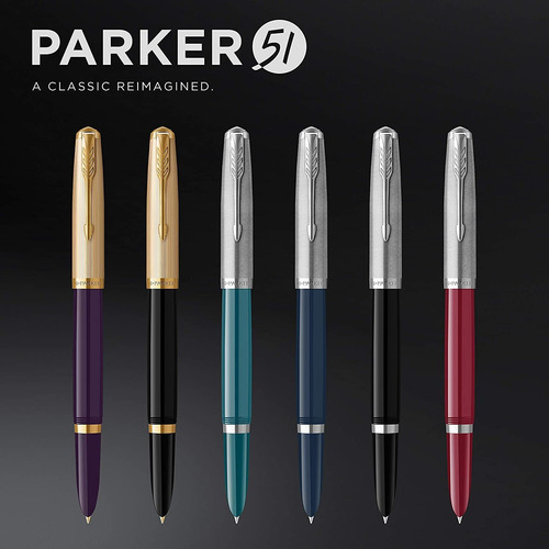 Pluma Estilografica Parker 51 | Barril Color Burdeos Con ...