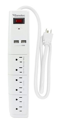 Multicontacto Sanelec 6 Contactos 2 Usb Y Supresor De Picos