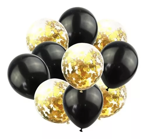 Vinilo decorativo Globos dorados y negros - TenVinilo