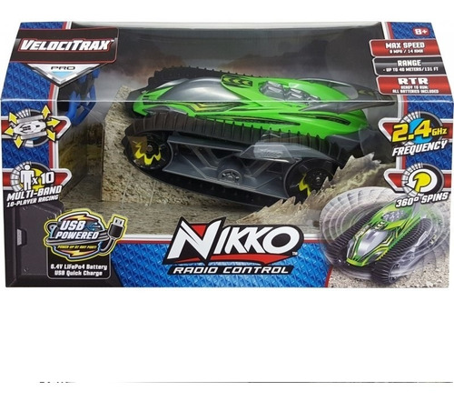 Auto Radio Control Electrico Velocitrax Verde Neon Nikko