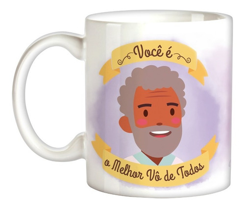 Caneca Para Vô Presente Dia Do Vovô Negro Barbudo Xícara