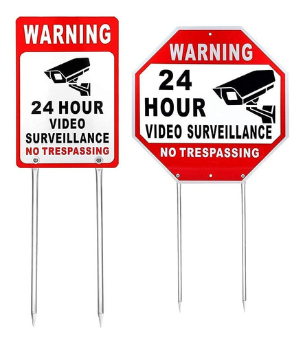 Señal De Videovigilancia No Trespassing - Letrero De Metal R