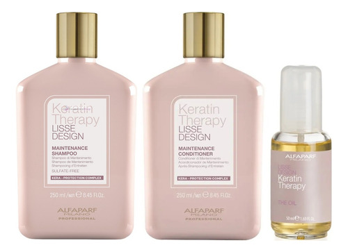 Shampoo + Condition+ Sérum Alisador Alfaparf Keratin Therapy