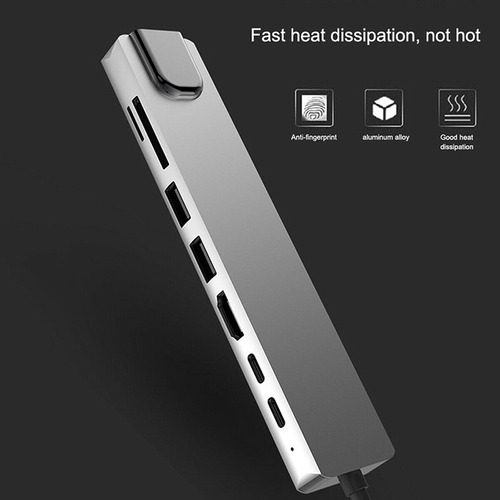 Imagen 6 de 6 de Usb C A Hdmi Hub 8 En 1 Usb 3.0 Micro Sd Y Ethernet Usb C