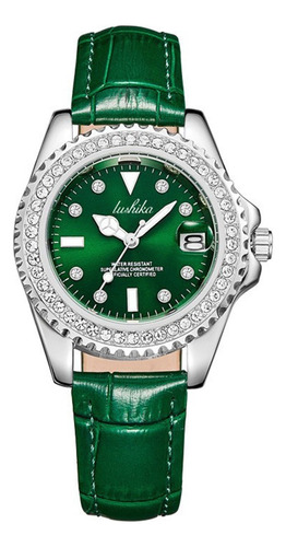 Luz De Lujo Reloj Verde Con Diamantes Moda Reloj De Cuarzo